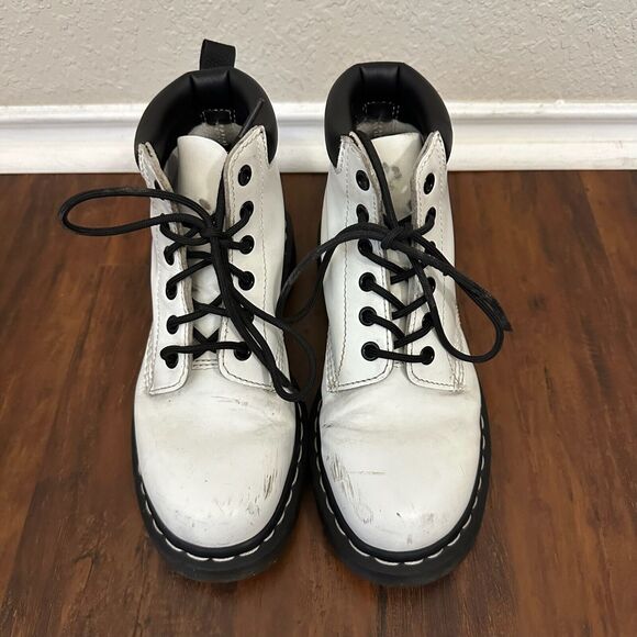 DR. MARTENS 939 White Smooth Leather High Top Boots - Picture 2 of 11